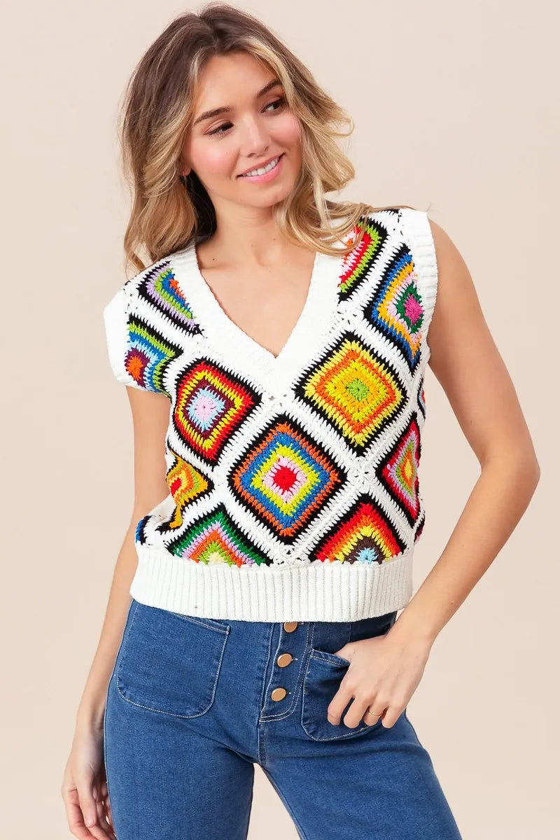 Diamond Granny Square Sweater Vest
