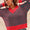 Colour Block Textured Christmas Sweater V Neck Top