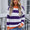 Angel Wings Contrast Striped Round Neck Sweater