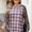 Plus Size Leopard Raglan Sleeve Plaid T-Shirt