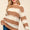 Haptics Striped Contrast Distressed Sweater