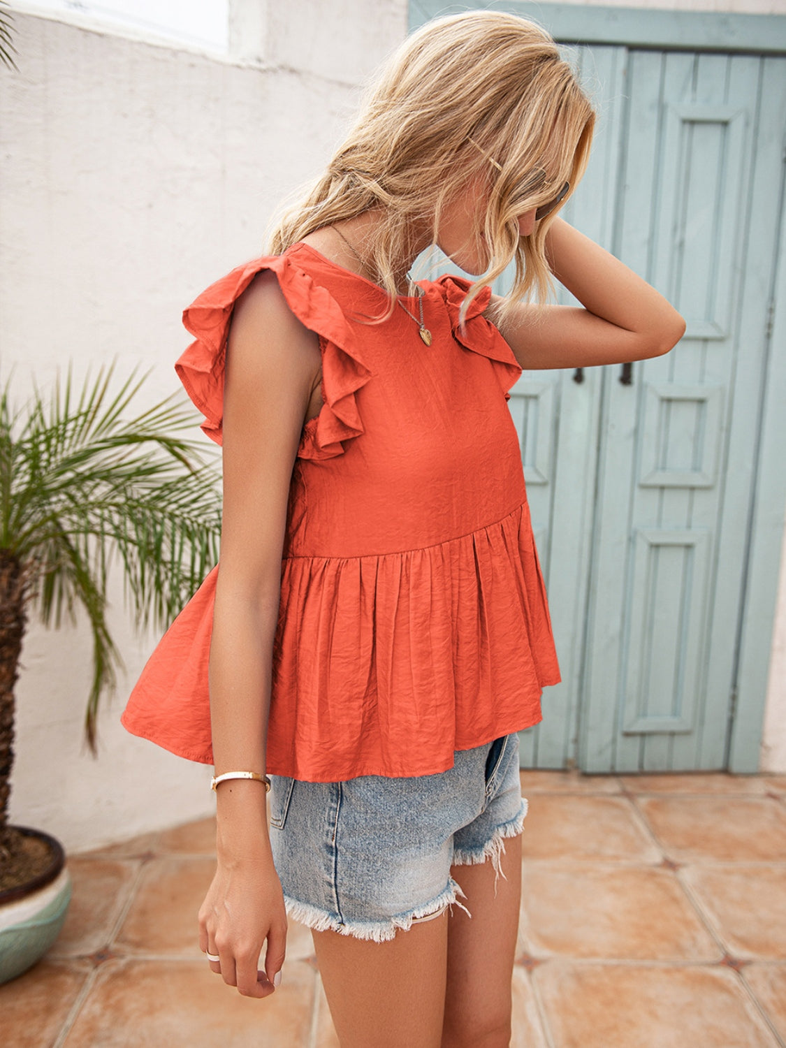 Ivy Lane Lace Detail Round Neck Peplum T-Shirt