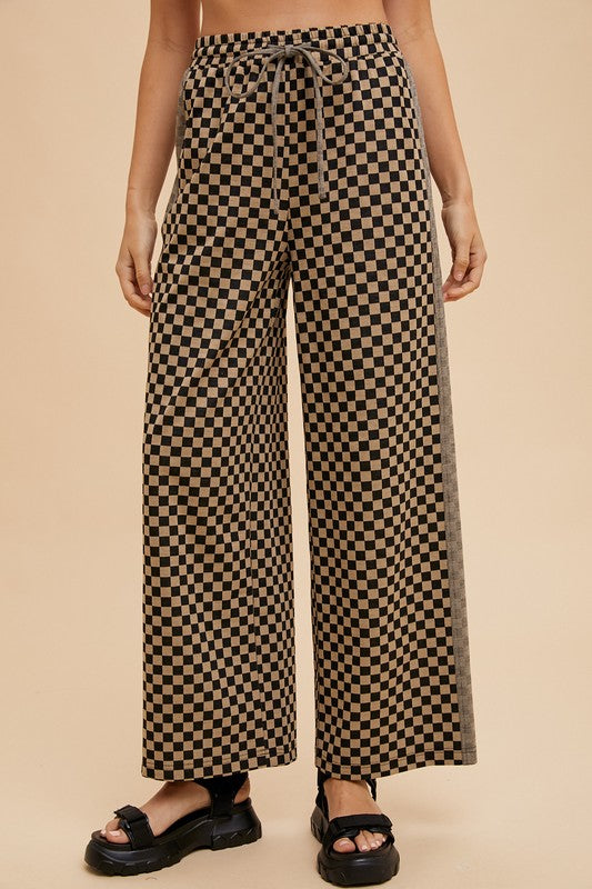 Drawstring Chickened Wide Leg Pants