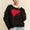 Davi & Dani Contrast Heart Dropped Shoulder Sweater