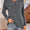 Lovelet Quarter Button Striped Round Neck Long Sleeve T-Shirt