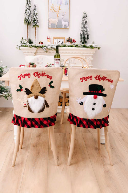 3-Pack Plaid Christmas Gnome Chair Covers