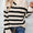 Buttoned Striped Long Sleeve Sweater