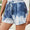 Shiny Printed Elastic Waist Shorts