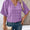 Ivy Lane Swiss Dot Notched Half Sleeve Blouse