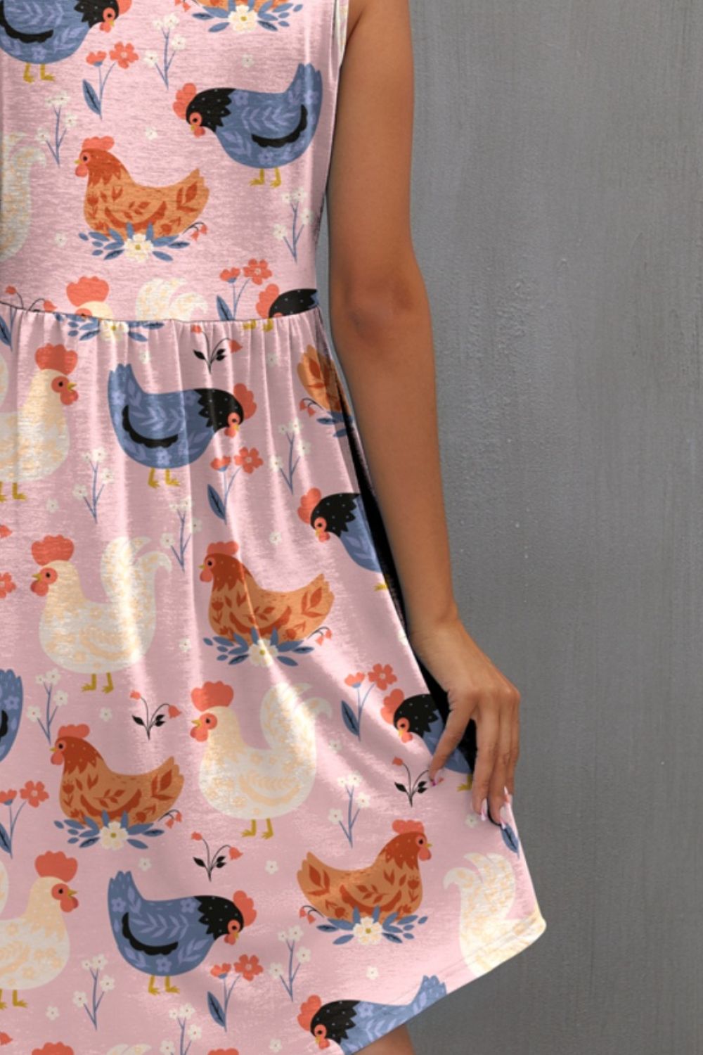 FAM-FAM Printed Round Neck Sleeveless Dress