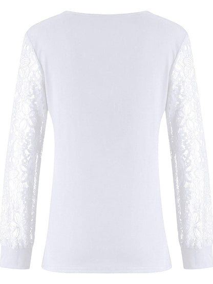 Full Size Lace Detail V-Neck Long Sleeve Blouse