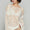 POL Side Slit Openwork Long Sleeve Knit Cover Up