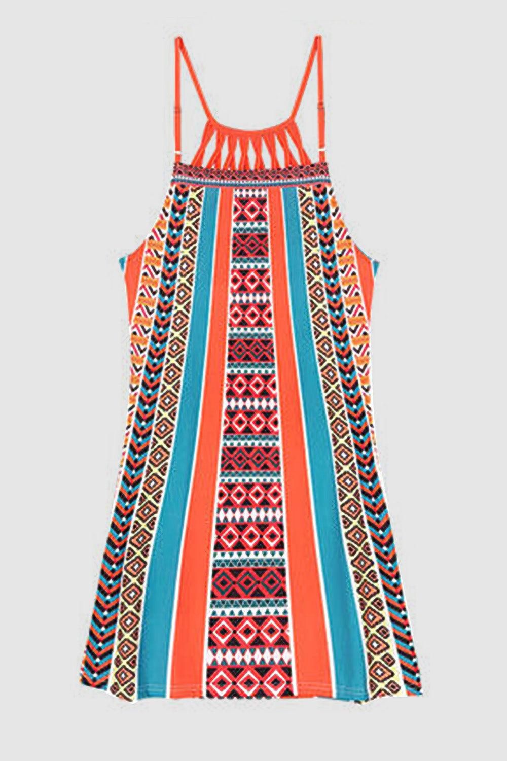 Printed Grecian Neck Mini Dress