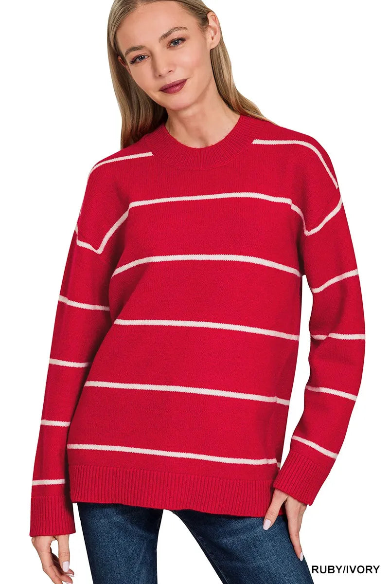 Round Neck Stripe Sweater