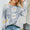 Angel Wings Daisy Print Openwork Round Neck Sweater