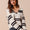 Fuzzy Hairy Stripe Deep U Neck Sweater