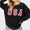 SAGE + FIG USA Letter Patch Round Neck Sweatshirt