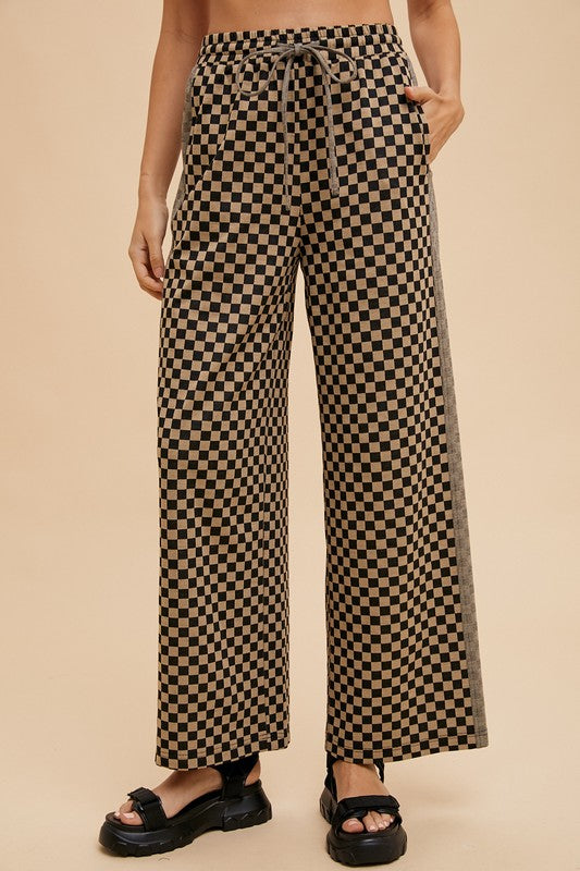 Drawstring Chickened Wide Leg Pants