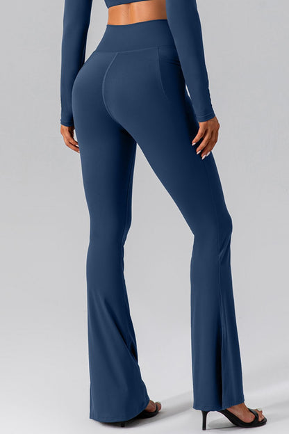 High Waist Slit Pocketed Active Pants