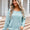 Angel Wings Decor Button Drop Shoulder Knit Top