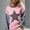 Double Take Full Size Star Pattern Raw Edge Long Sleeve Sweater