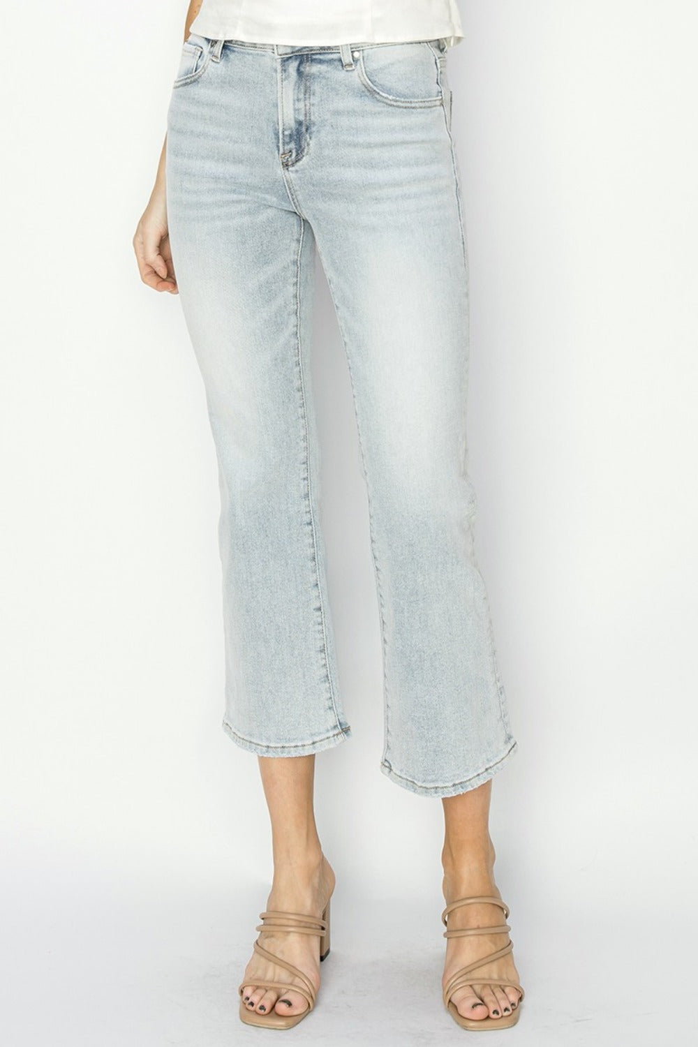 Full Size Mid Rise Cropped Flare Jeans