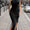 Ribbed Slit Single Shoulder Wrap Dress