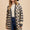 Annie Wear Checkered & Striped Open Front Long Sleeve Cardigan