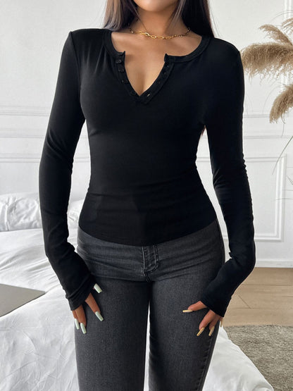 Devine Quarter Button Long Sleeve T-Shirt