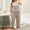 Plus Size Lace Trim Slit Cami and Pants Pajama Set