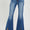 high rise front slit frayed hem flare jeans