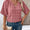 Ivy Lane Swiss Dot Notched Half Sleeve Blouse