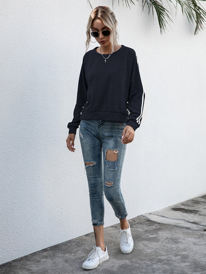 Ivy Lane Lace-Up Round Neck Long Sleeve Sweatshirt