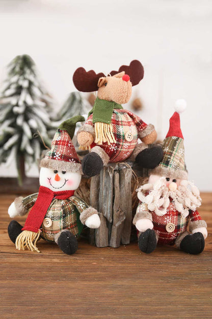 3-Pack Plush Christmas Figure Ornaments