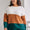 Plus Size Color Block Long Sleeve Sweater