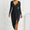 High-low Ruched Surplice Long Sleeve Dress