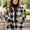 Plus Size Plaid Button Up Long Sleeve Coat