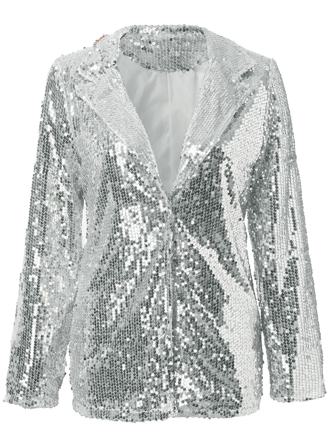 Sequin Lapel Collar Long Sleeve Blazer