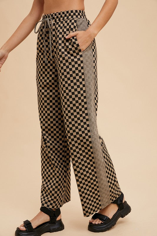 Drawstring Chickened Wide Leg Pants