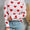 Angel Wings Contrast Trim Heart Round Neck Sweater