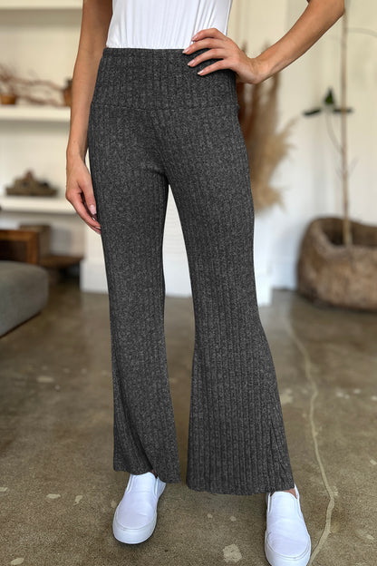 FAM-FAM Ribbed High Waist Flare Pants