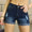 ADORA Distressed Roll Up Denim Shorts with Pockets