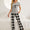 Plaid Heart Tee and Pants Lounge Set with Pockets