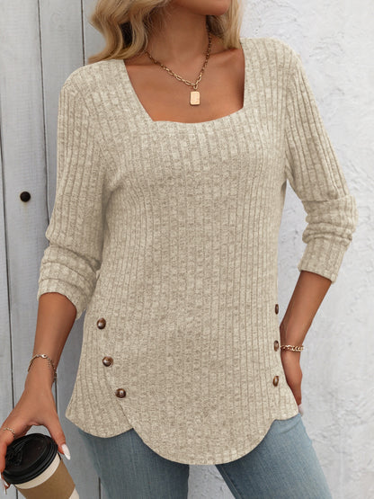 Mandy Square Neck Long Sleeve T-Shirt