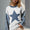 Double Take Full Size Star Pattern Raw Edge Long Sleeve Sweater