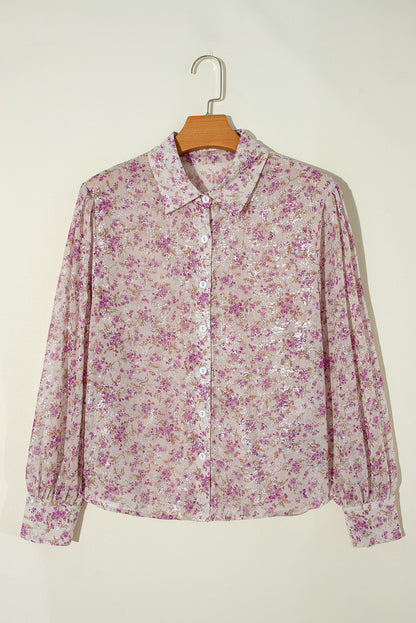 Printed Collared Neck Long Sleeve Shirt