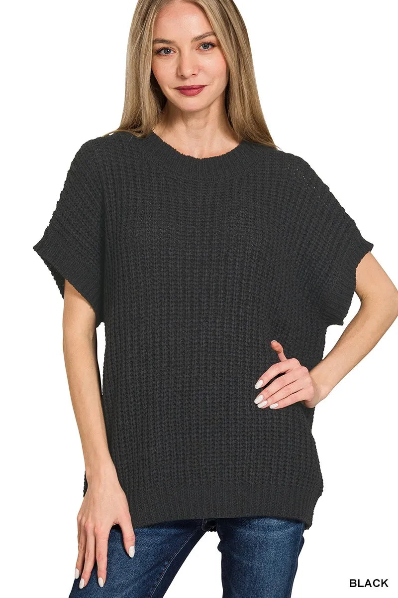 Short Sleeve Round Neck Sweater