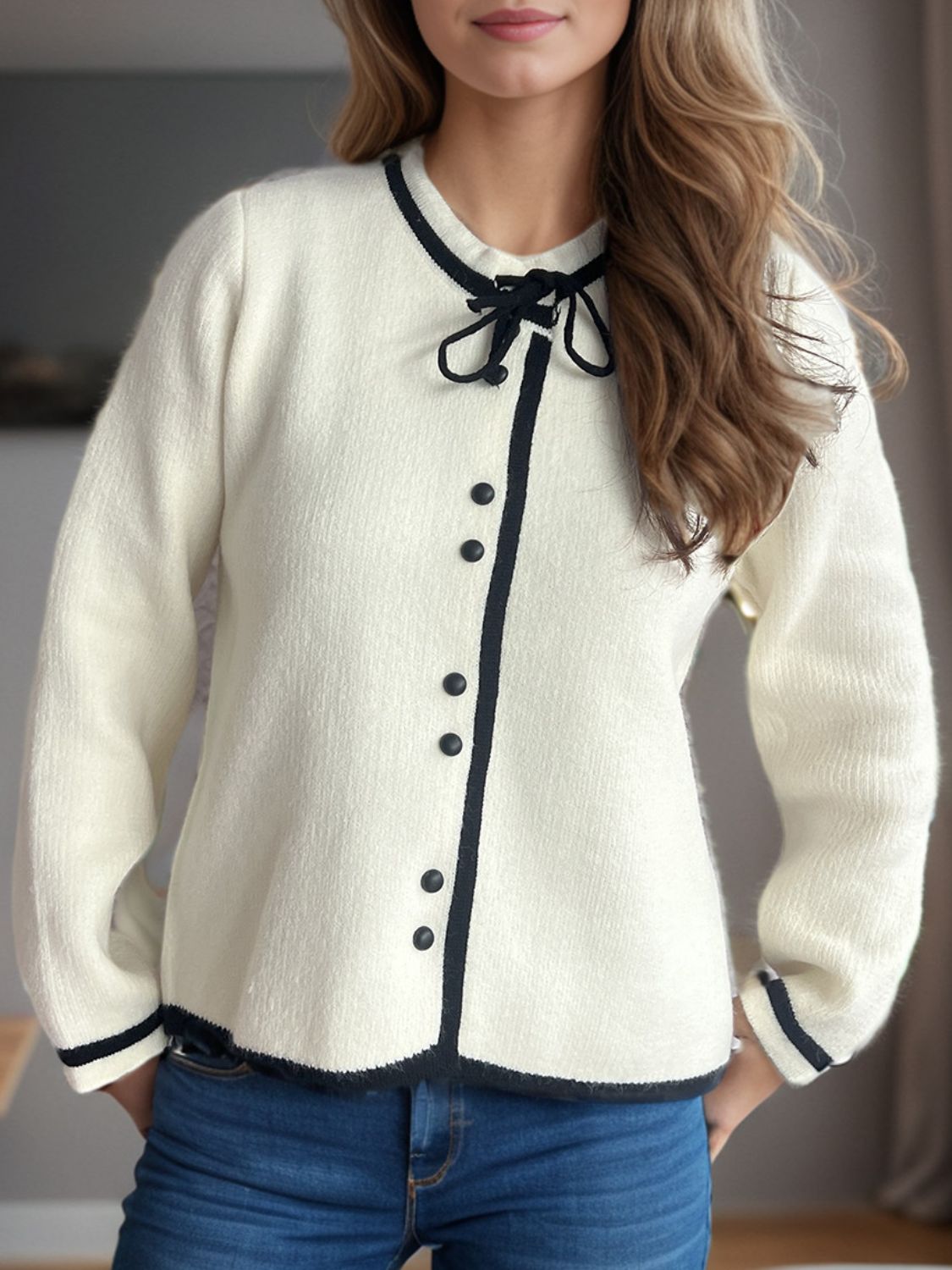 Button Down Long Sleeve Cardigan