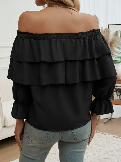 Devine Off-Shoulder Flounce Sleeve Blouse