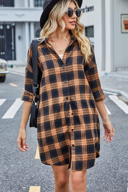 Lovelet Plaid Button Up Collared Neck Shirt